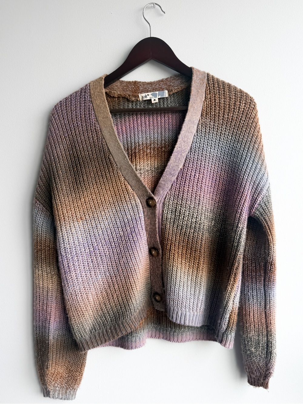 Jolt Multi Gradient Women's Knit Button Cardigan Sweater